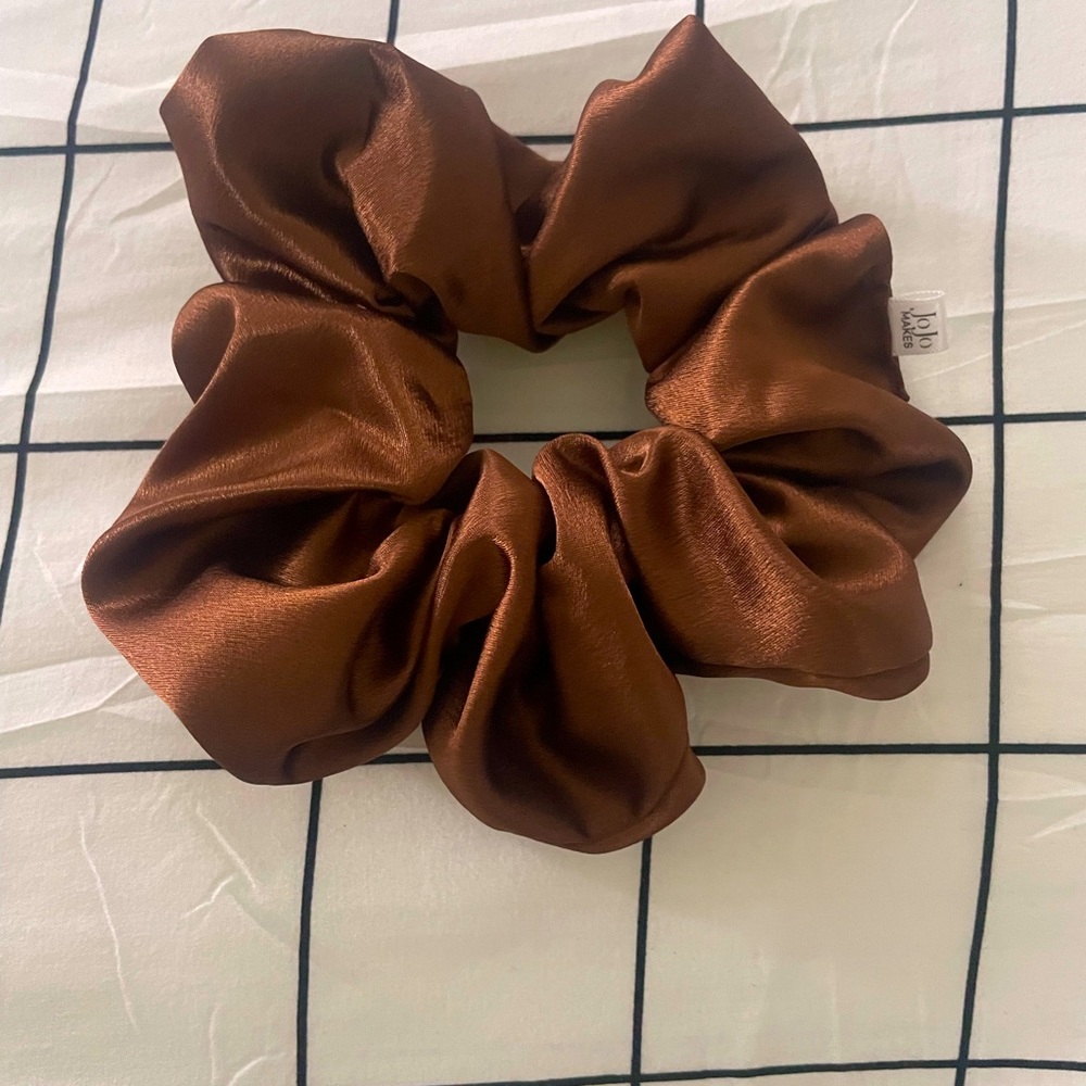 NWOT Oversized satin brown scrunchie.